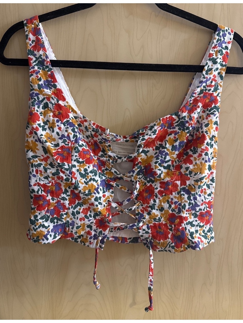 Urban Outfitters sleeveless cropped corset top size red floral xs